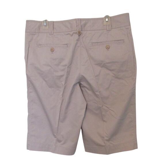 TALBOTS Womens Size 12 Khaki Beige Cotton Blend Flat Front Bermuda Shorts NWT - Picture 2 of 10